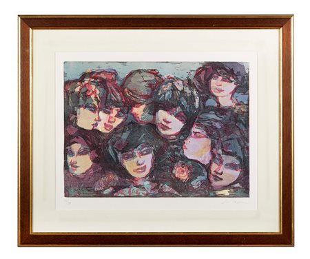 MINO MACCARI (Siena 1898 – Roma 1989) “Senza titolo”. Litografia a colori su...