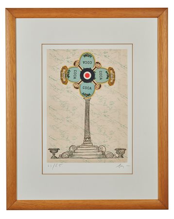 ENRICO BAJ (Milano 1924 - Vergiate 2003) “Senza titolo”. Litografia a colori...