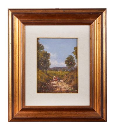 GIULIANO AMADORI (Bologna 1883 - 1972) “La strada in collina”, 1931. Olio su...