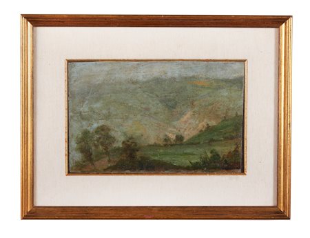 BRUNO SEMPREBON (Modena, 1906 - 1995) “Paesaggio”. Olio su tavola. Cm...