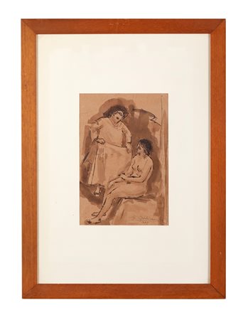 GUELFO GHERLINZONI (Macerata, 1906 - Bologna, 1968) “Il bagno”, 1952....