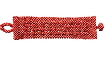 Bracciale in corallo Mediterraneo a maglia tessita in piccole sfere di...