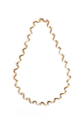 Collana in oro a maglie ondulate in oro giallo 18k. Punzonata "750"....