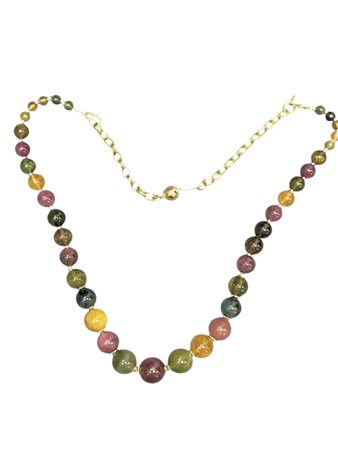 Girocollo in oro e pietre di colore ad un filo di sfere di gemme di colore...