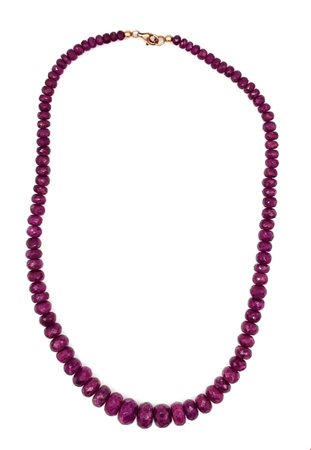 Girocollo con radici di rubino ad un filo di rondelle sfaccettate disposte in...