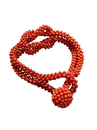 Bracciale in corallo Mediterraneo a maglia tessita in corallo Mediterraneo...