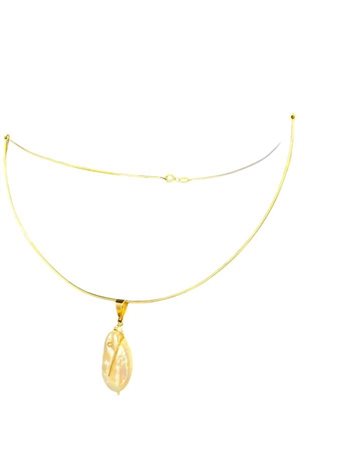 Girocollo con perla scaramazza montatura rigida in oro giallo 18k,...