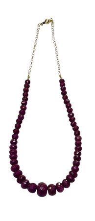 Girocollo in oo con radici di rubino ad un filo di rondelle sfaccettate di...