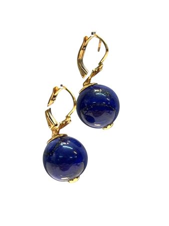 Orecchini in oro e lapislazzuli in oro giallo 18k, impreziositi da sfere di...