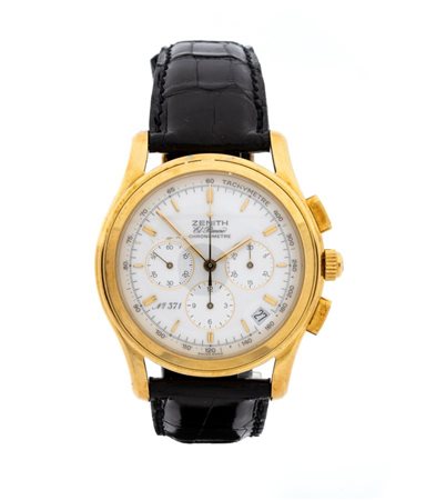ZENITH El Primero: cronografo in oro Anni '90 cassa e fibbia in oro, serie...