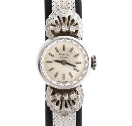 UNITAS Orologio Lady in oro e brillanti Anni '50 cassa con bracciale...