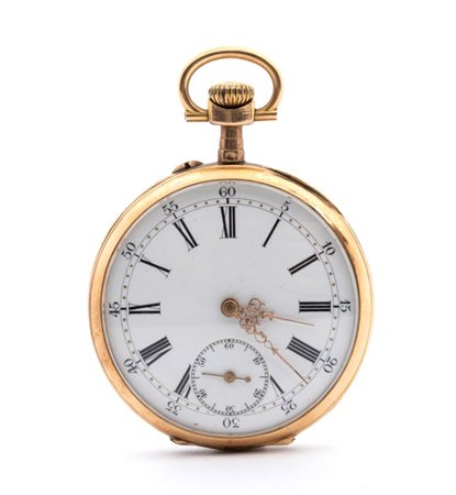 Orologio da tasca in oro inizio XX secolo cassa in oro incisa con motivi...