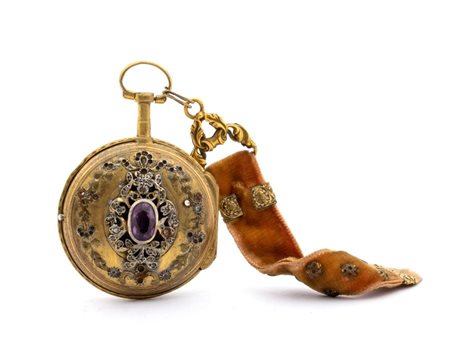 Orologio da tasca in oro XIX secolo P P con cassa a cerniera in metallo...