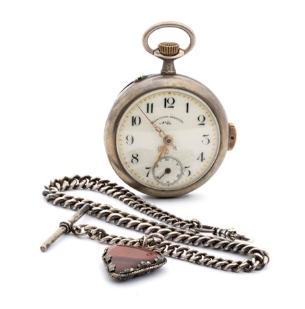 Orologio da tasca in argento XX secolo cassa in argento, numeri romani e...