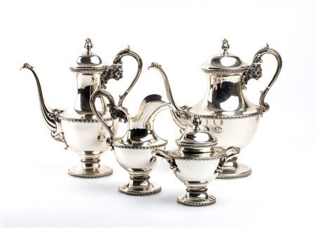 Servizio da tè e caffè italiano in argento Vercelli, XX secolo Peso...