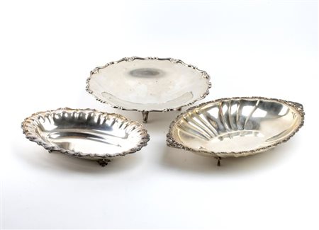 Lotto di 3 cestini italiani in argento Italia, XX secolo Peso complessivo:...