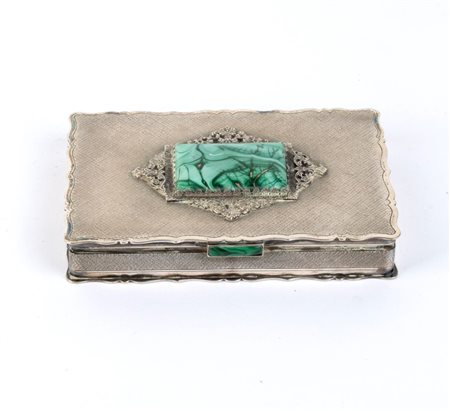 Scatola in argento e malachite Italia, XIX secolo Altezza x larghezza x...
