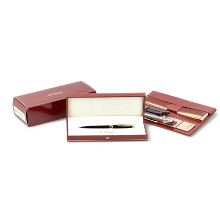 DUPONT Olympio: penna e porta mine metallo dorato e lacca nera (lacque de...