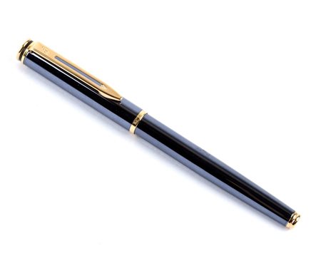 WATERMAN 502 Penna stilografica Anni '80 corpo in resina blu e dettagli...