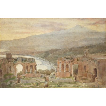 Teatro greco di Taormina con vista dell'Etna, late 19th century