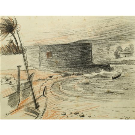Carmelo Comes (Catania 1905 - Catania 1988)  - Paesaggio marino, 1939