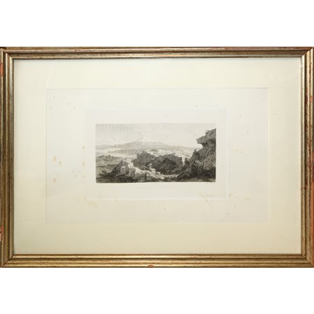 Mesnard Eugene Adler - Friedrich Wilhelm Klose (Parigi  1845 - 1884, 1804 - 1871)  - Siracusa, Castello Eurialo con vista dell'Etna