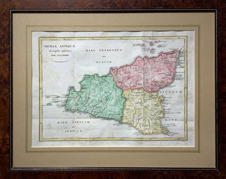Filippo Cluverio (Danzica 1580 - Leida 1622)  - Siciliae antiquae, carta geografica