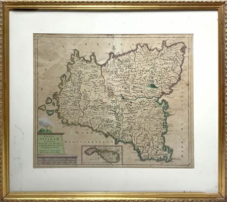 Regni Siciliae et Insula Malta et Goza, 1680 ca