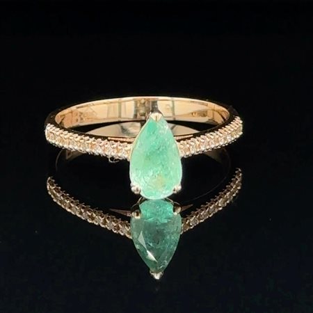 ANELLO IN ORO ROSA 2.12 GR CON SMERALDO E DIAMANTI - RNG40104