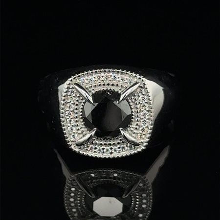 ANELLO IN ORO BIANCO 7,34 GR CON DIAMANTE NERO E BRILLANTI – RNG30402