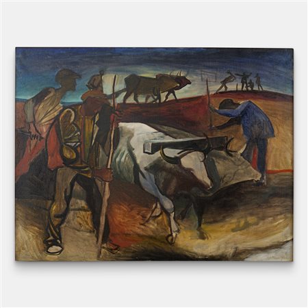 Renato Guttuso, Arando di notte (Occupazione delle terre)