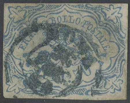  
Pontificio - 50baj. annullato tramite il DC di Roma in azzurro. 
 