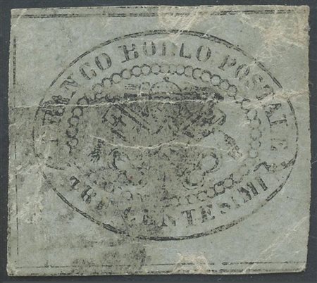  
Pontificio - II emissione, la serie con il raro 3 cent. grigio usato, certificato. 
 