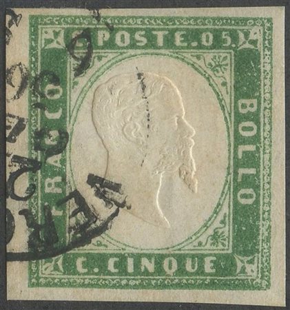  
Sardegna - IV emissione, 5 cent. verde smeraldo giallastro 
 