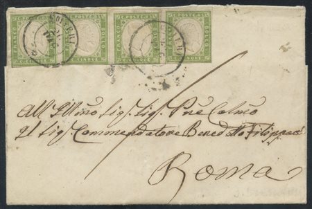  
Sardegna - IV emissione, striscia di 4 del 13Bb 
 