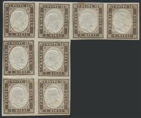  
Sardegna/ IV emissione, 10 cent. blocco di 8 con varietà ''Grande Orecchio'' 
 