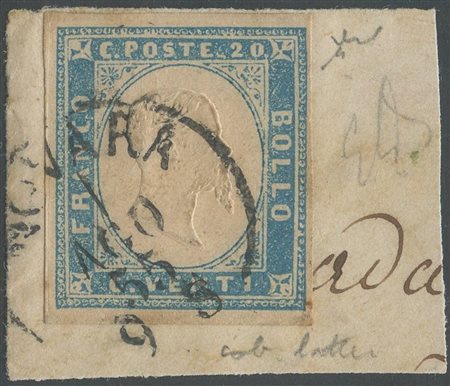  
Sardegna - IV emissione, 20 cent. usato il 1 AGOSTO 1855 
 