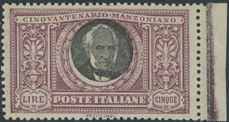  
Regno - 5 Lire Manzoni centrato 
 