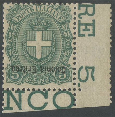  
Eritrea - 5 cent. con soprastampa capovolta 
 