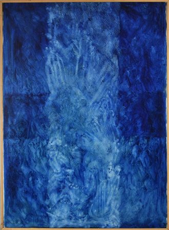 Ignoto SENZA TITOLO olio su tela, cm 100x73 firma sul retro: firma e dedica...