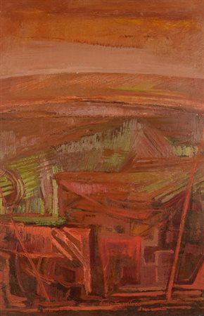 Tano Santoro SENZA TITOLO, 1970 olio su tela, cm 75x50 firma sul retro: firma...