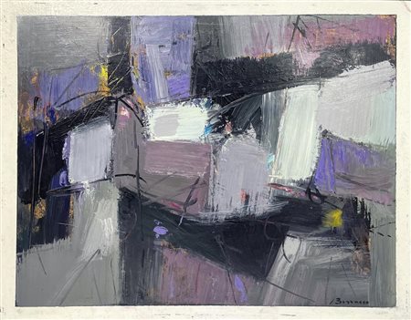 Martino Bissacco TEMPO GRIGIO olio su masonite, cm 40x50 firma sul retro:...