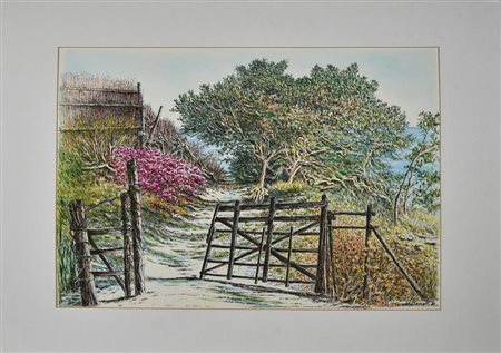 Marisa Benetti VERSO LA SPIAGGIA, 1994 tecnica mista su carta, cm 50x70 firma...