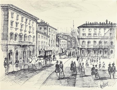 Ignoto MILANO pennarello su carta, cm 48x63 firma