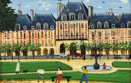 Jeannine Thomas VEDUTA olio su tela, cm 16x24 firma