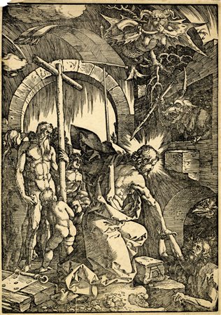 Albrecht Dürer, Cristo al Limbo. 1510 [tiratura 1600 ca.]. Xilografia. mm...