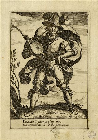 Raffaello Schiaminossi, Vir sanguineus / Impetus animi. 1605. Acquaforte. mm...