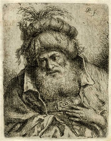 Bartholomäus Ignaz Weiss, Testa all'orientale. 1780-1787. Acquaforte.mm...