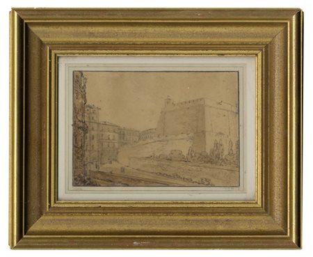 Anonimo del XVIII secolo, Piccola veduta di Roma. 1790 ca. Matita di grafite...