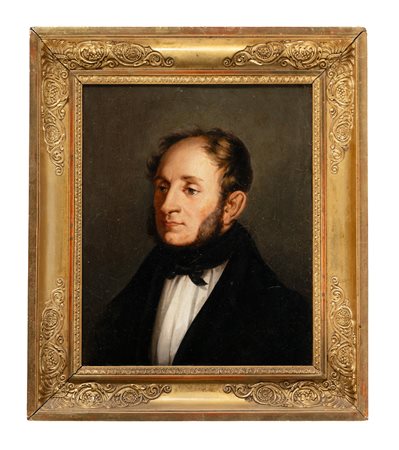 Anonimo neoclassico, Ritratto di gentiluomo con cravatta nera. 1815. Olio su...